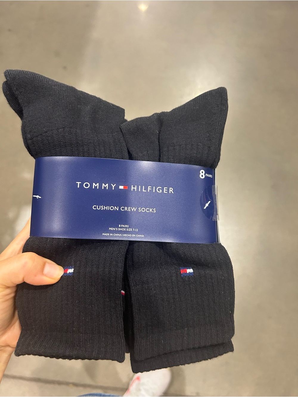 Tommy Hilfiger Black Cushion Crew Socks - 8 Pack